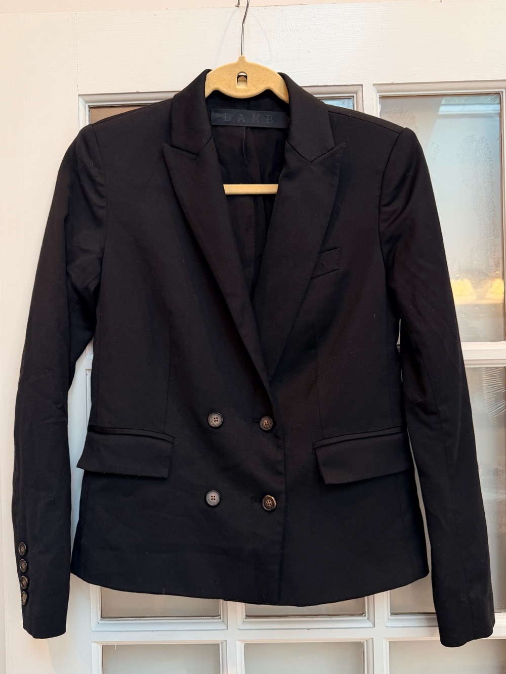 Vintage L.A.M.B. Y2K Classic Wool Punk Double-Breasted Blazer Jacket Size 0